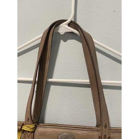 Fossil Women’s Mustard Yellow Brown Leather Tote Key Hole Zip Tote Bag - Picture 6 of 16